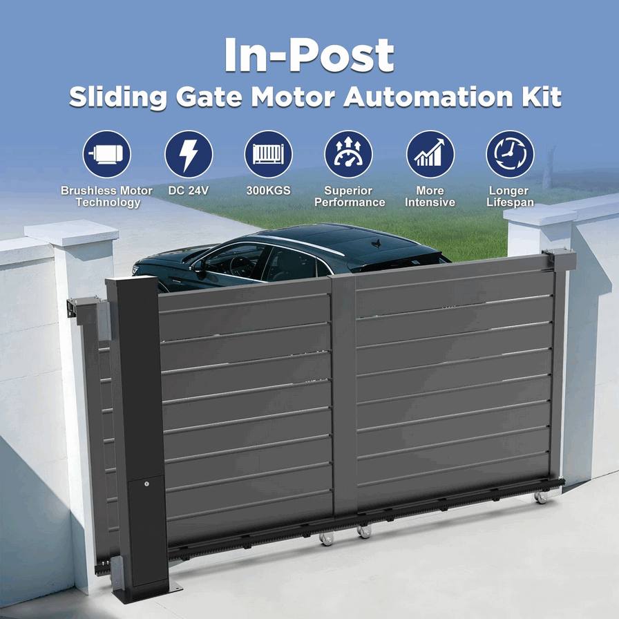 Pagar Otomatis Minimalis Modern Post Sliding Gate Termasuk Rel Gear Rack